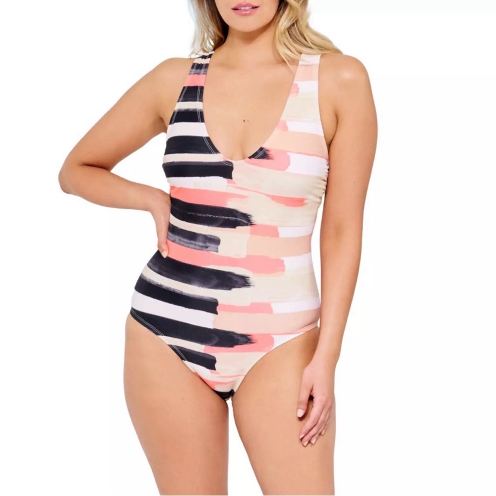 Mynah Wide Strap Striped One-Piece Swimsuit